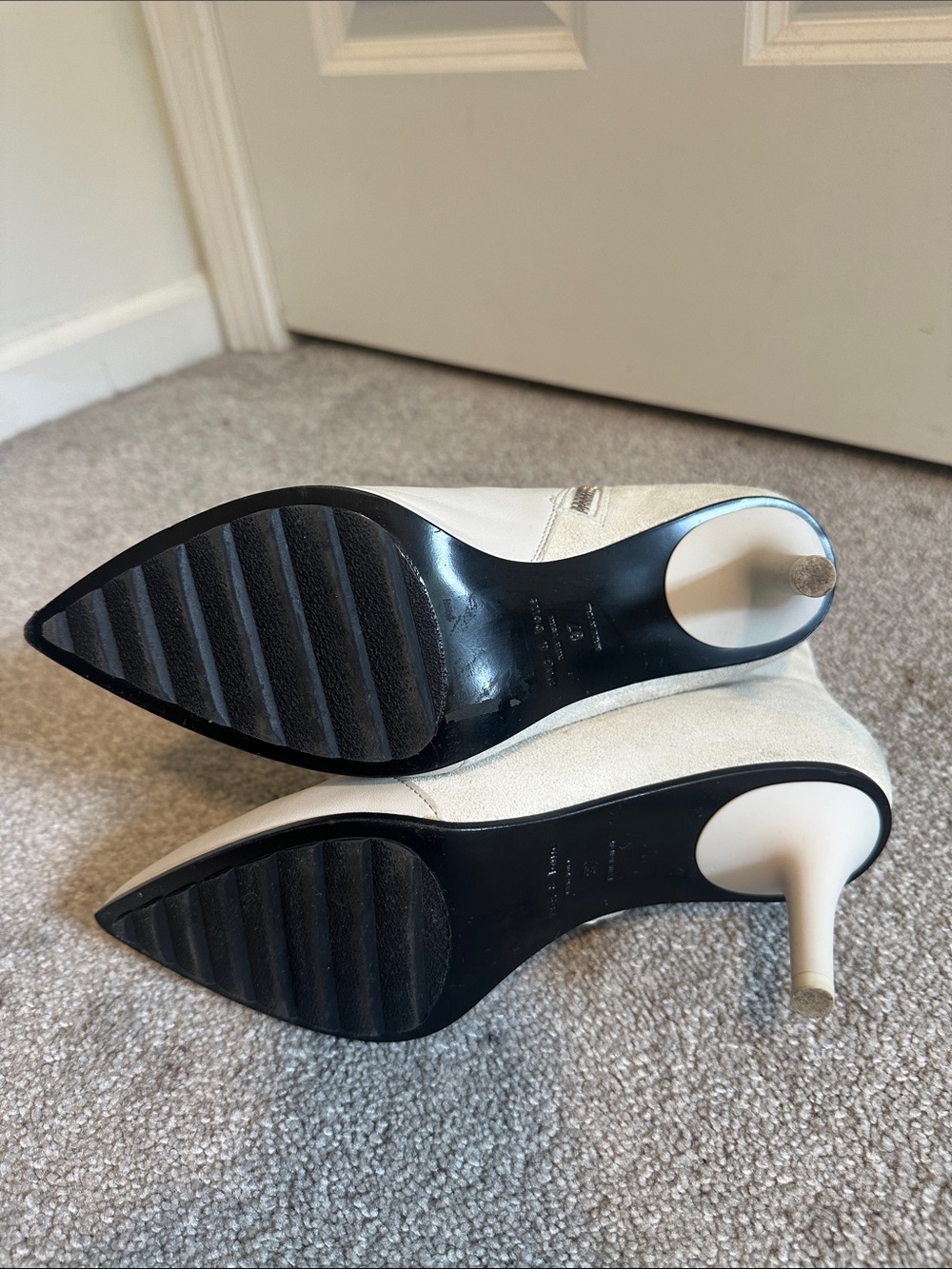 EUC Rag & Bone Beha Leather Suede Heeled Bootie in White Ivory Moto size US7 - Picture 12 of 15